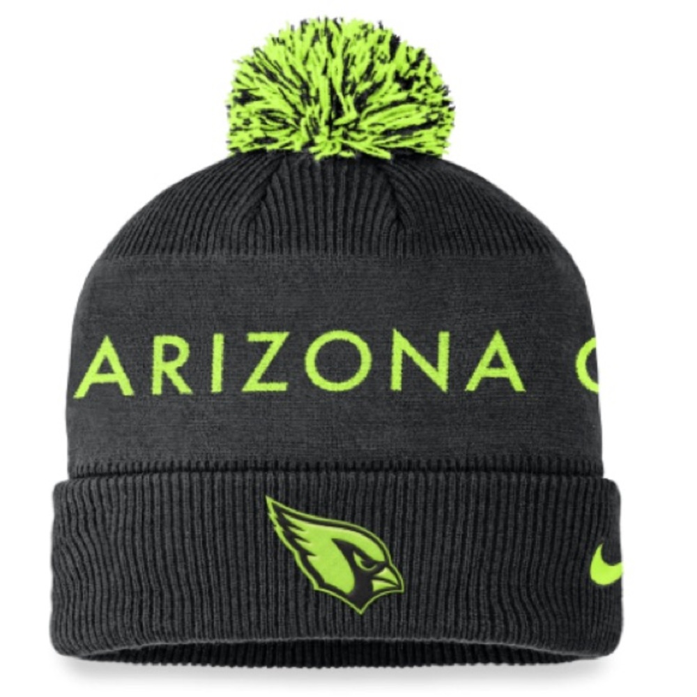 Arizona Cardinals Nike Volt‎ Cuffed Knit Beanie Hat with Pom Men's NFL Neon New